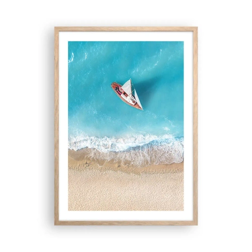 Pôster com moldura de carvalho claro - No limite do azul e do ouro - 50x70 cm