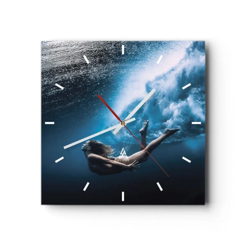Relógio de parede - Relógio em vidro - Sereia moderna - 40x40 cm