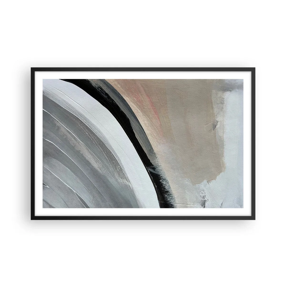 Pôster com moldura preta - Composição: arco preto e cinza - 91x61 cm