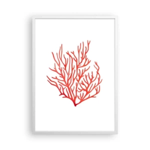 Pôster em moldura branca - Filigrana coral - 50x70 cm