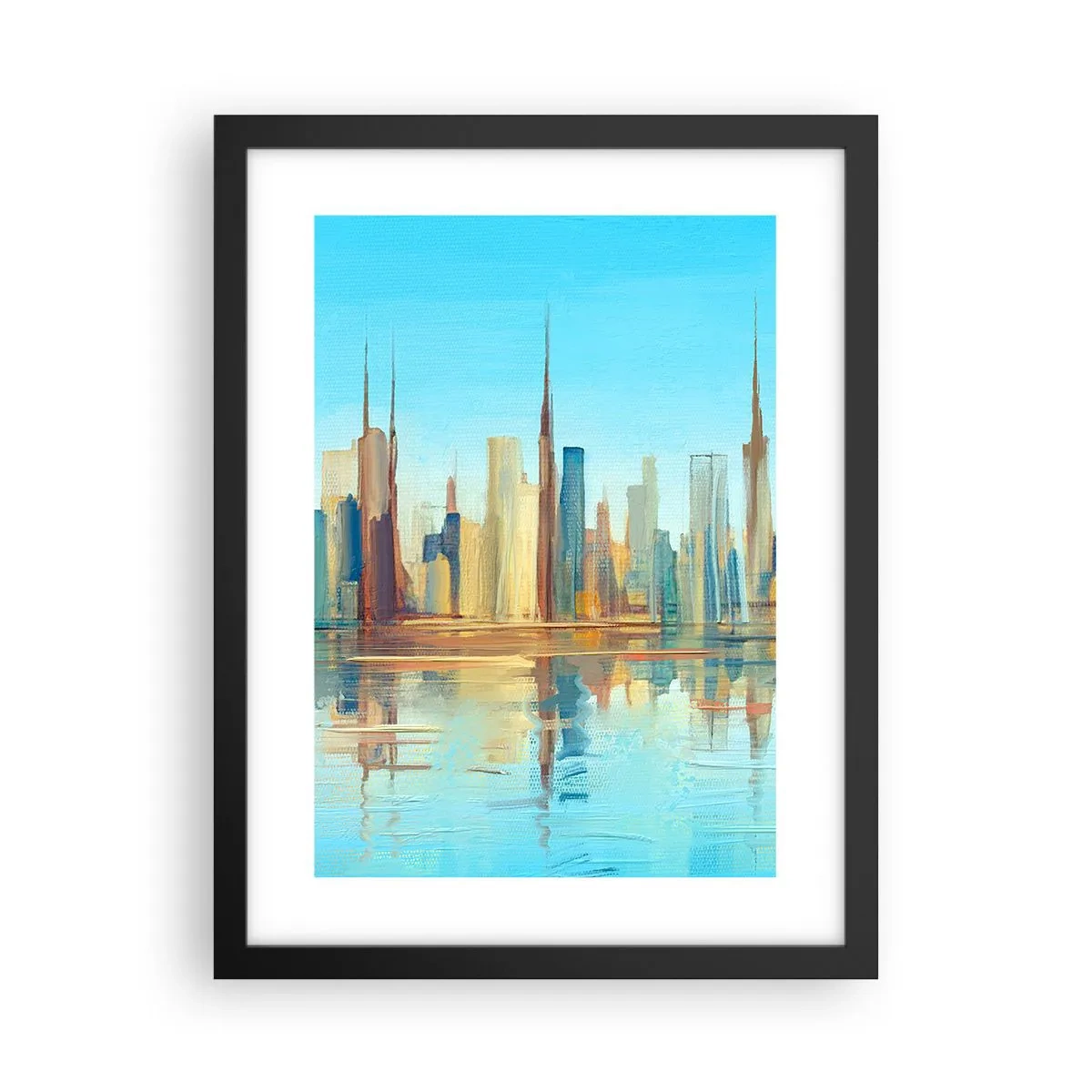 Pôster com moldura preta - Uma metrópole ensolarada - 30x40 cm