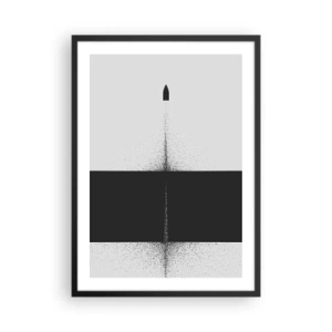 Pôster com moldura preta - Abstração minimalista com um foguete em um fundo dividido - 50x70cm - Direto para o destino - Decoração de parede moderna para a sala de estar e quarto ARTTOR