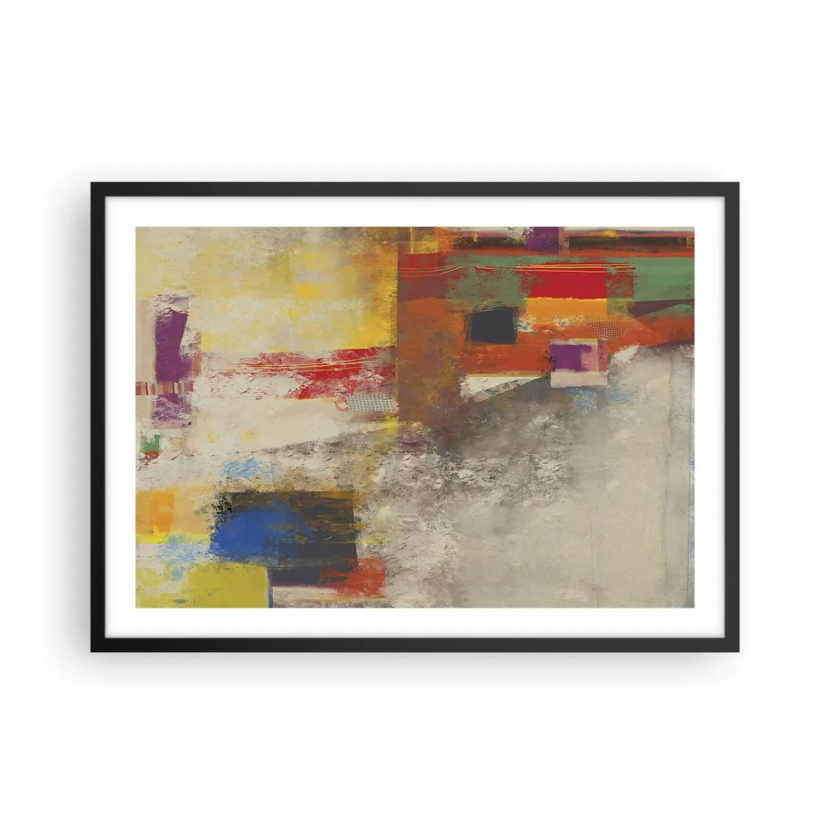 Pôster com moldura preta - Geometria das cores - 70x50 cm