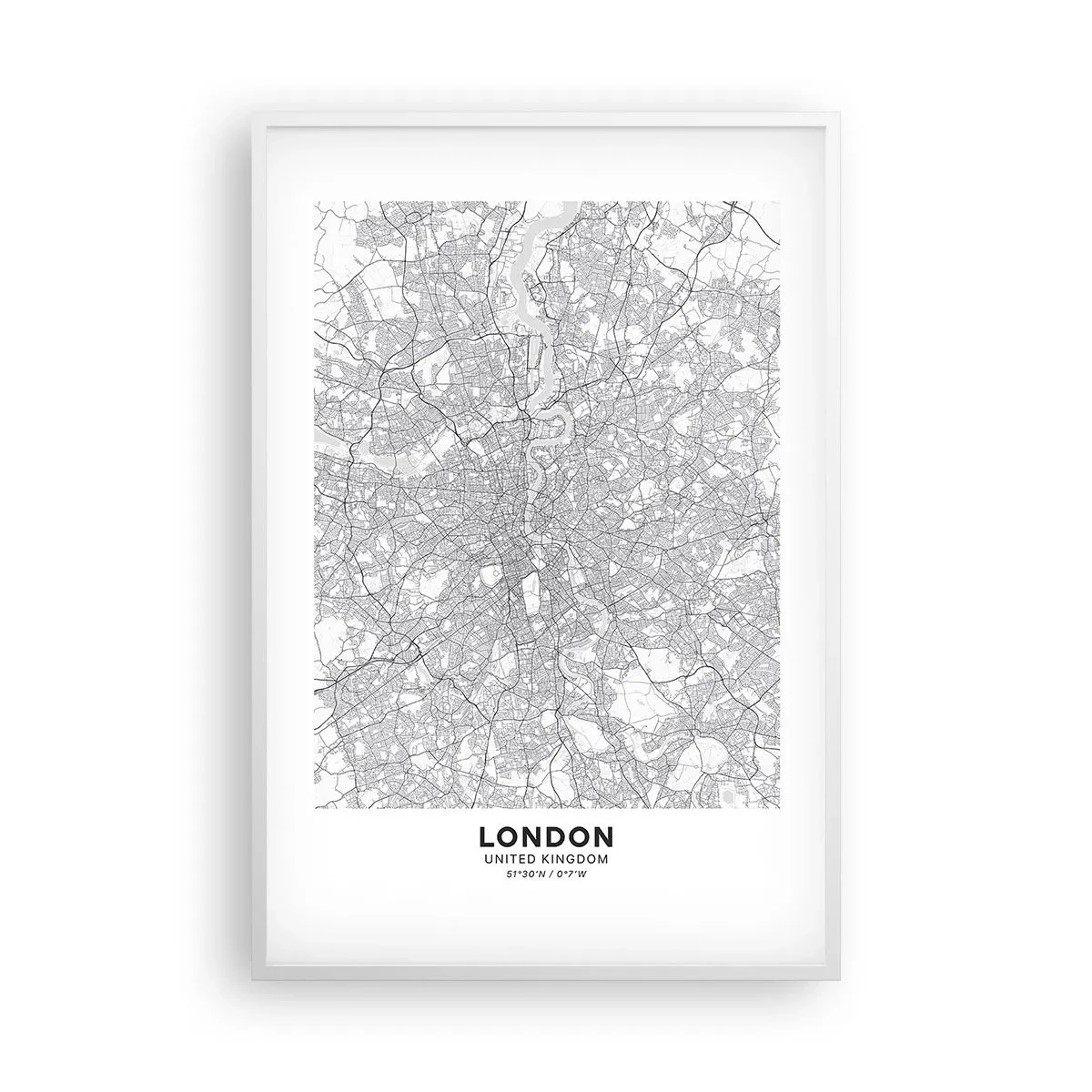 Pôster em moldura branca - Mapa do labirinto de Londres - 61x91 cm