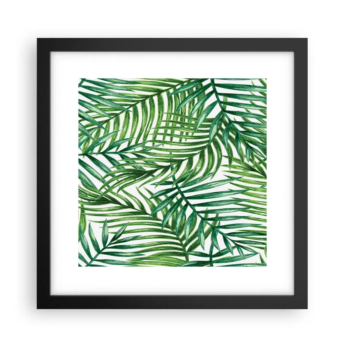 Pôster com moldura preta - Sob as folhas verdes - 30x30 cm
