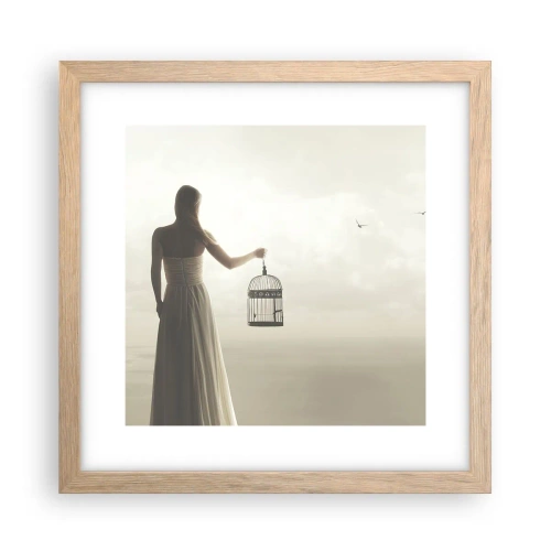 Pôster com moldura de carvalho claro - Seja livre - 30x30 cm