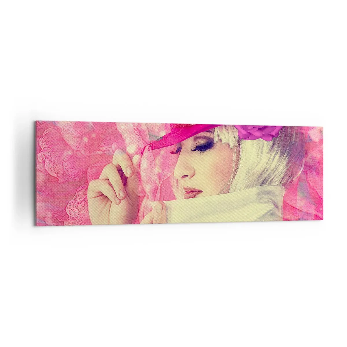 Quadro em tela - Retrato retro em rosa - 160x50 cm