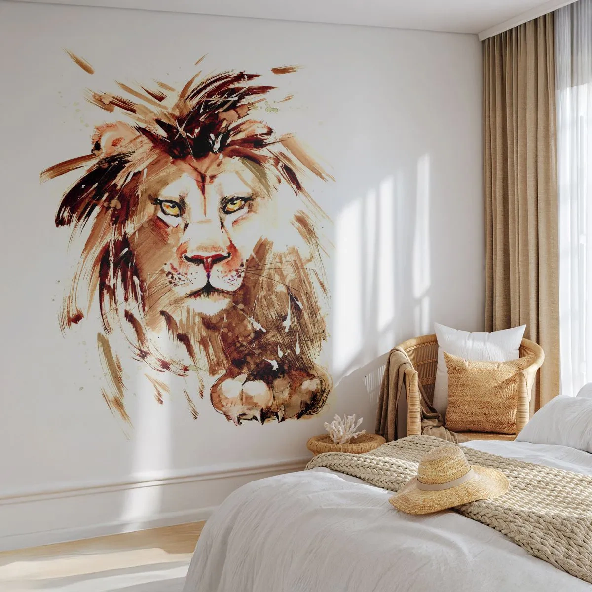 Papel de Parede Standard Eco - Força e dignidade - Animais, Leão, Abstração - 200x140 cm