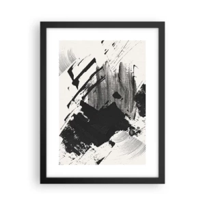 Pôster com moldura preta - Abstração – expressão do preto - 30x40 cm