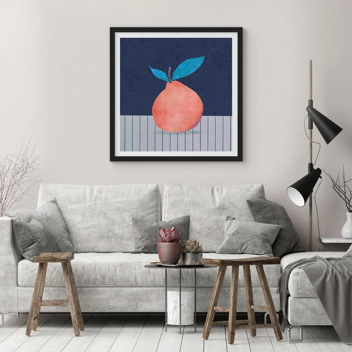 Pôster com moldura preta - Convexidade e plano - 50x50 cm