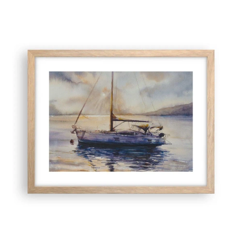 Pôster com moldura de carvalho claro - Noite na baía - 40x30 cm