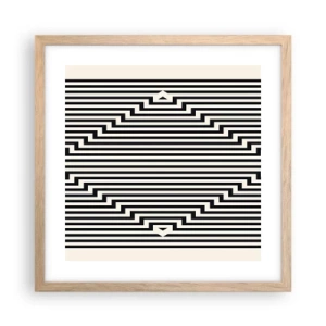 Pôster com moldura de carvalho claro - Ilusão geométrica - 40x40 cm
