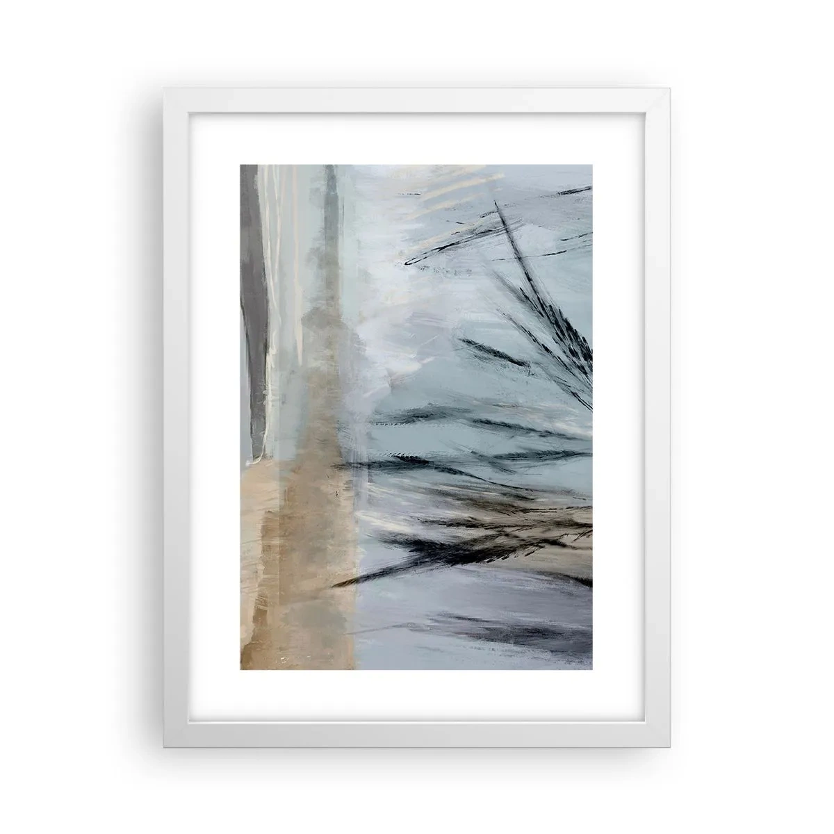 Pôster em moldura branca - Campos de inverno - 30x40 cm
