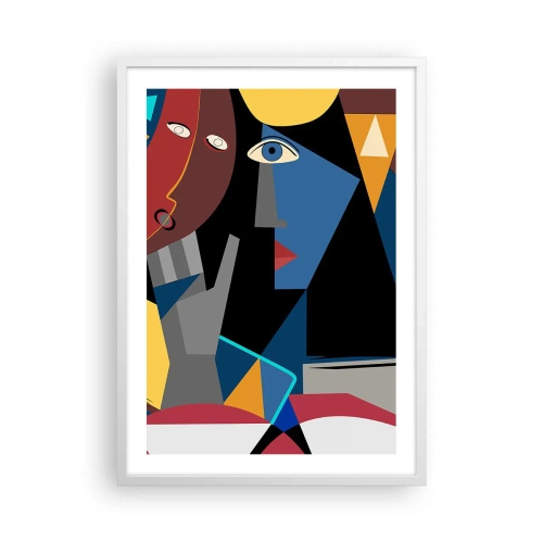 Pôster em moldura branca - Uma conversa entre cubistas - 50x70 cm