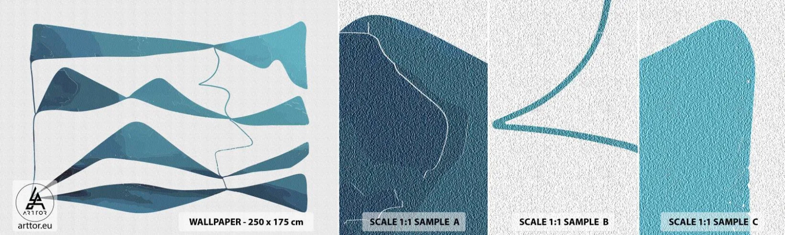 Amostra de papel de parede autocolante Deluxe Sticker - Abstração: composto turquesa - Minimalismo, Elementos, Abstração - 100x30 cm