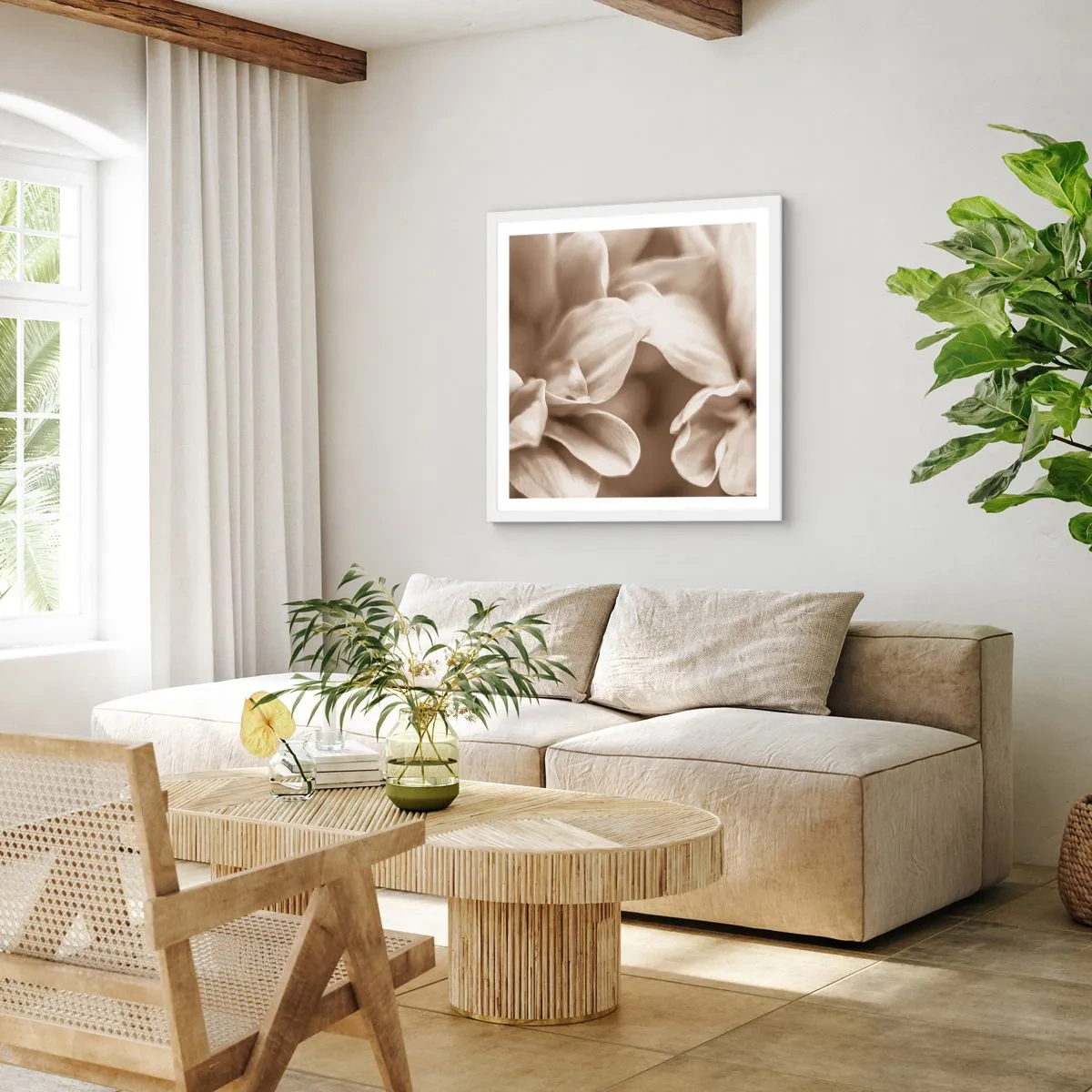 Pôster em moldura branca - Gentil como um sorriso - 50x50 cm