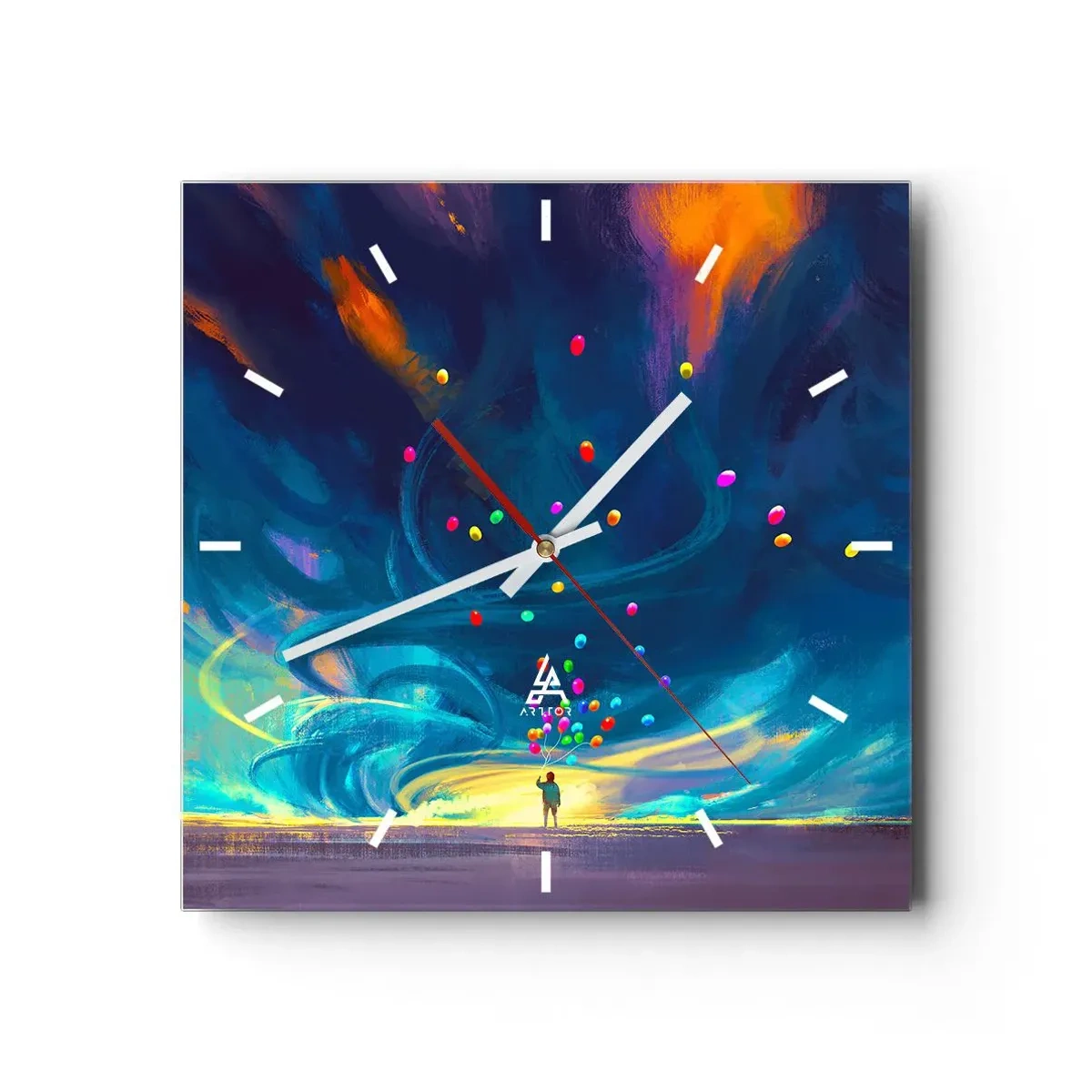 Relógio de parede - Relógio em vidro - Ao vento azul - 30x30 cm