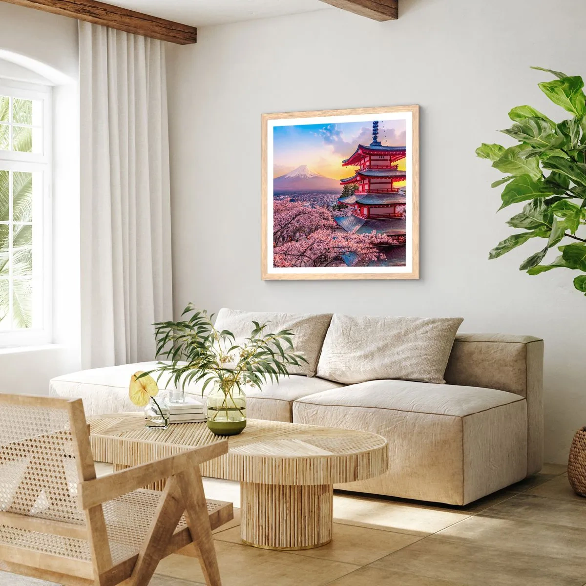 Pôster com moldura de carvalho claro - A essência do espírito japonês - 50x50 cm