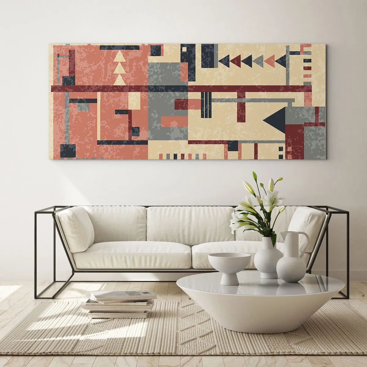 Quadro em vidro - Combinação de verticais e horizontais - 160x50 cm