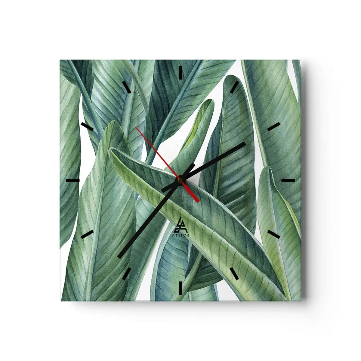 Relógio de parede - Relógio em vidro - O próprio verde - 30x30 cm