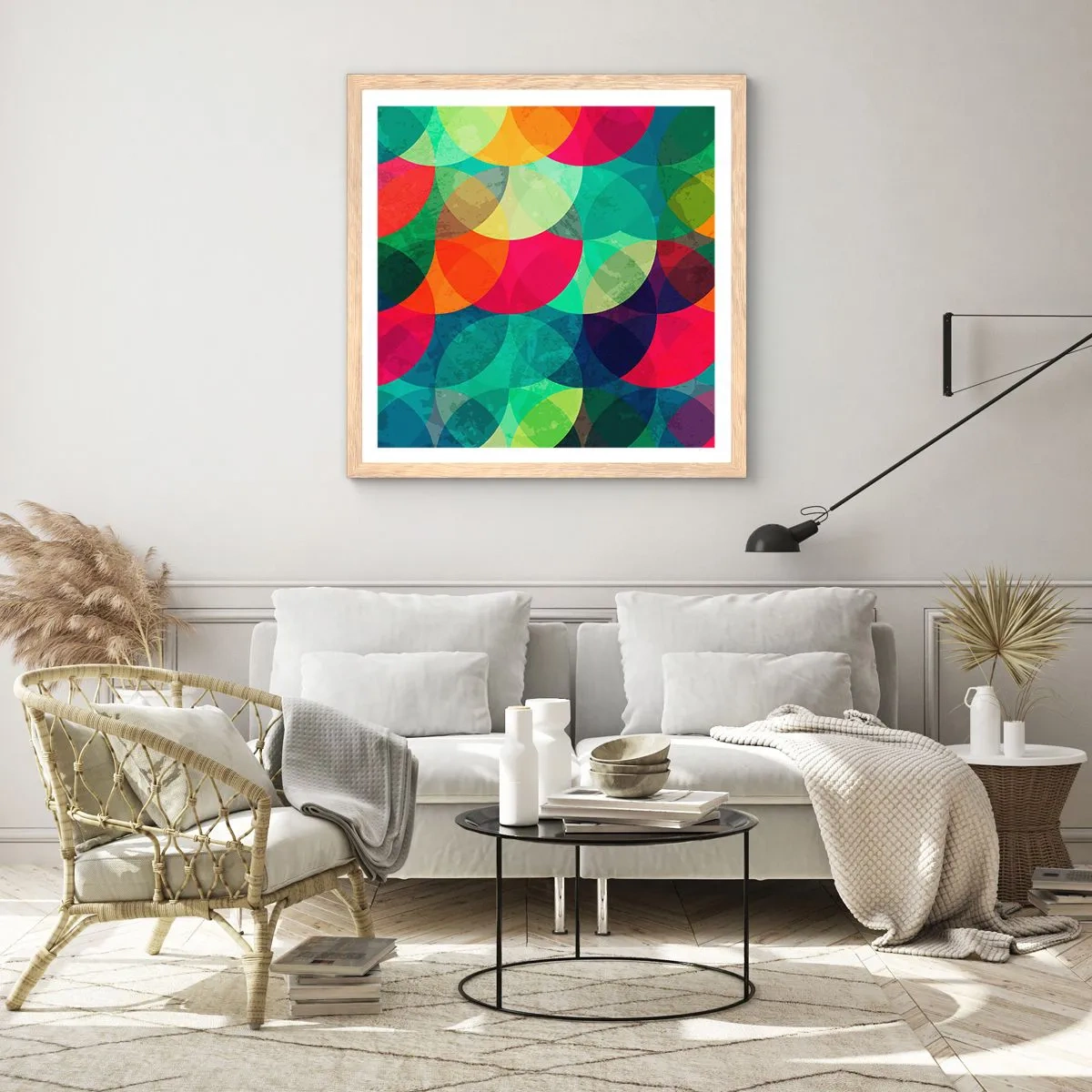 Pôster com moldura de carvalho claro - Ascensão às cores - 40x40 cm