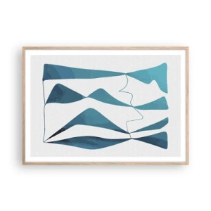 Pôster com moldura de carvalho claro - Abstração: composto turquesa - 100x70 cm