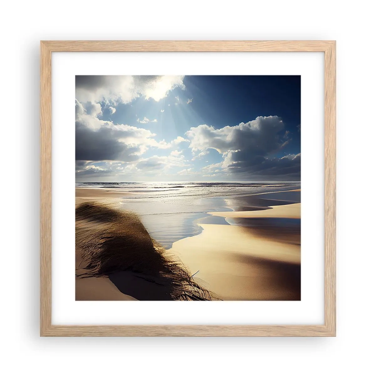 Pôster com moldura de carvalho claro - Praia, praia selvagem - 40x40 cm