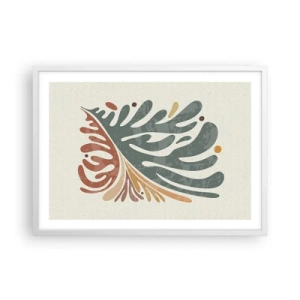 Pôster em moldura branca - Folha multicolorida - 70x50 cm