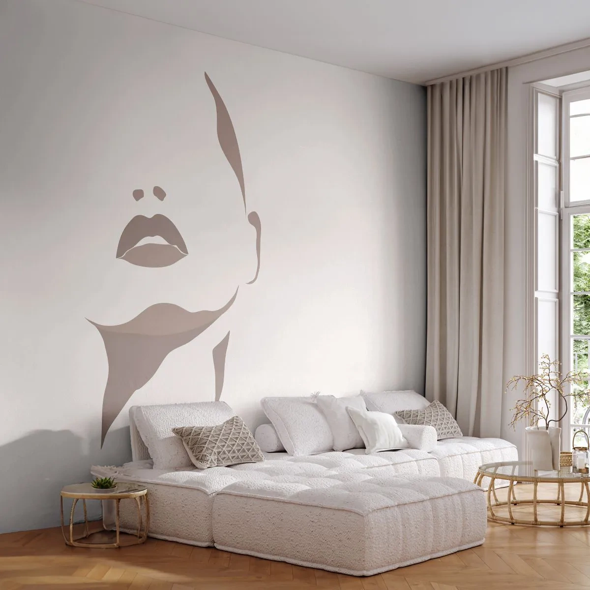 Papel de parede personalizado Standard Eco - Feito de luz e sombra - Rosto de Mulher, Mulher, Pedaço