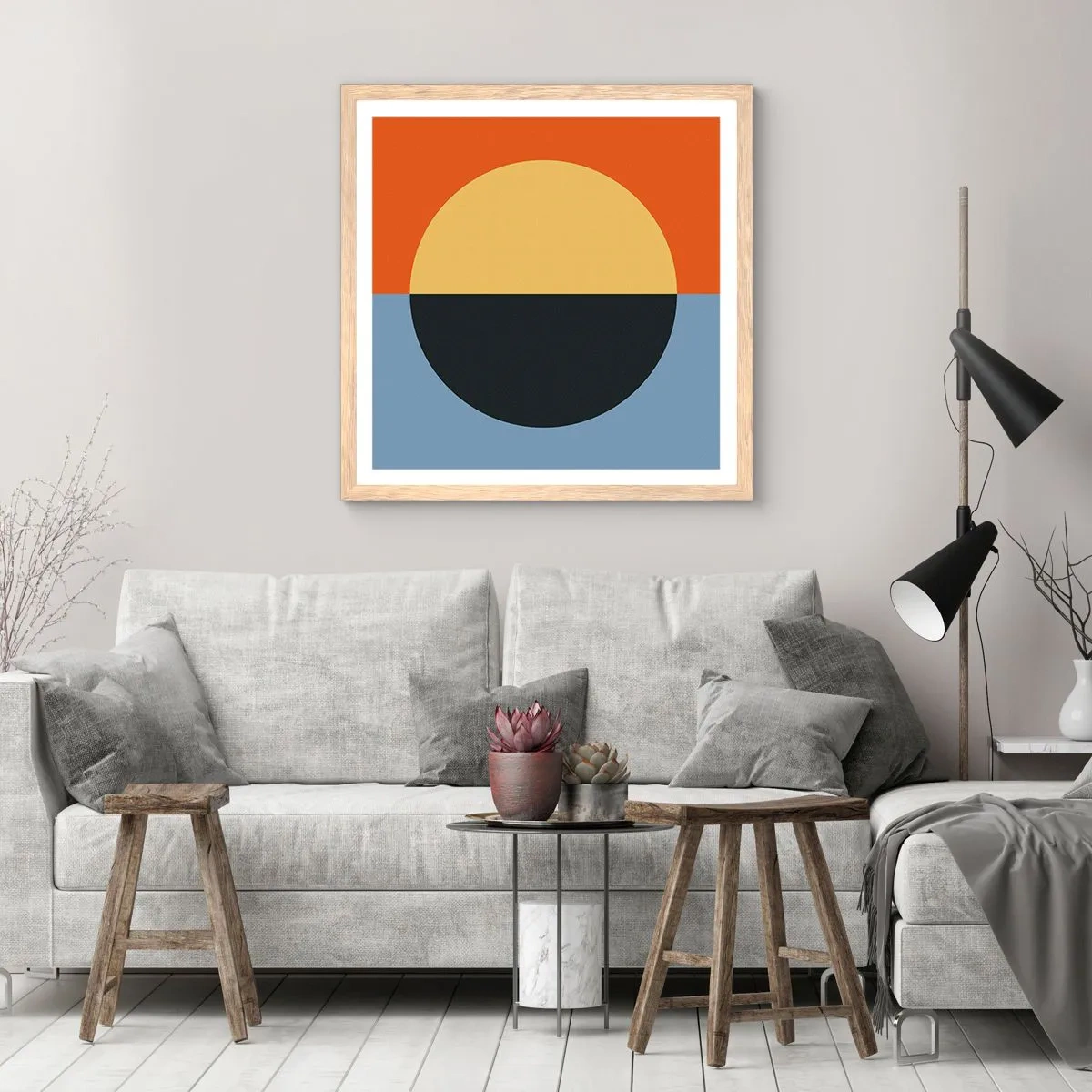 Pôster com moldura de carvalho claro - Composição do calor e do frio - 30x30 cm