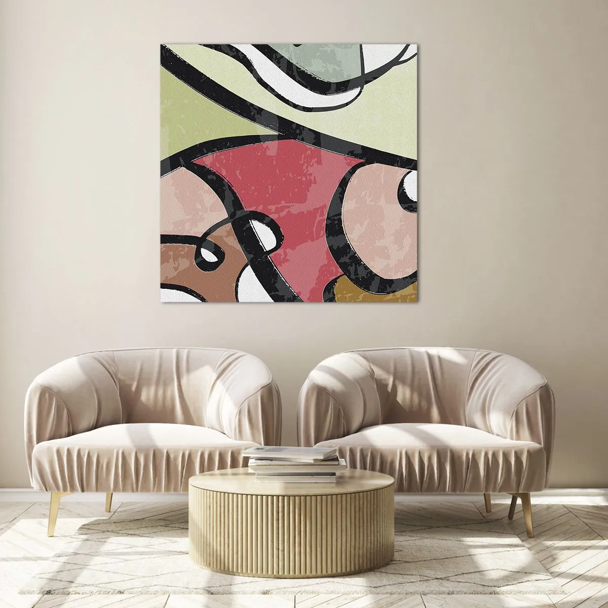 Quadro em vidro - Piruetas entre cores - 70x70 cm