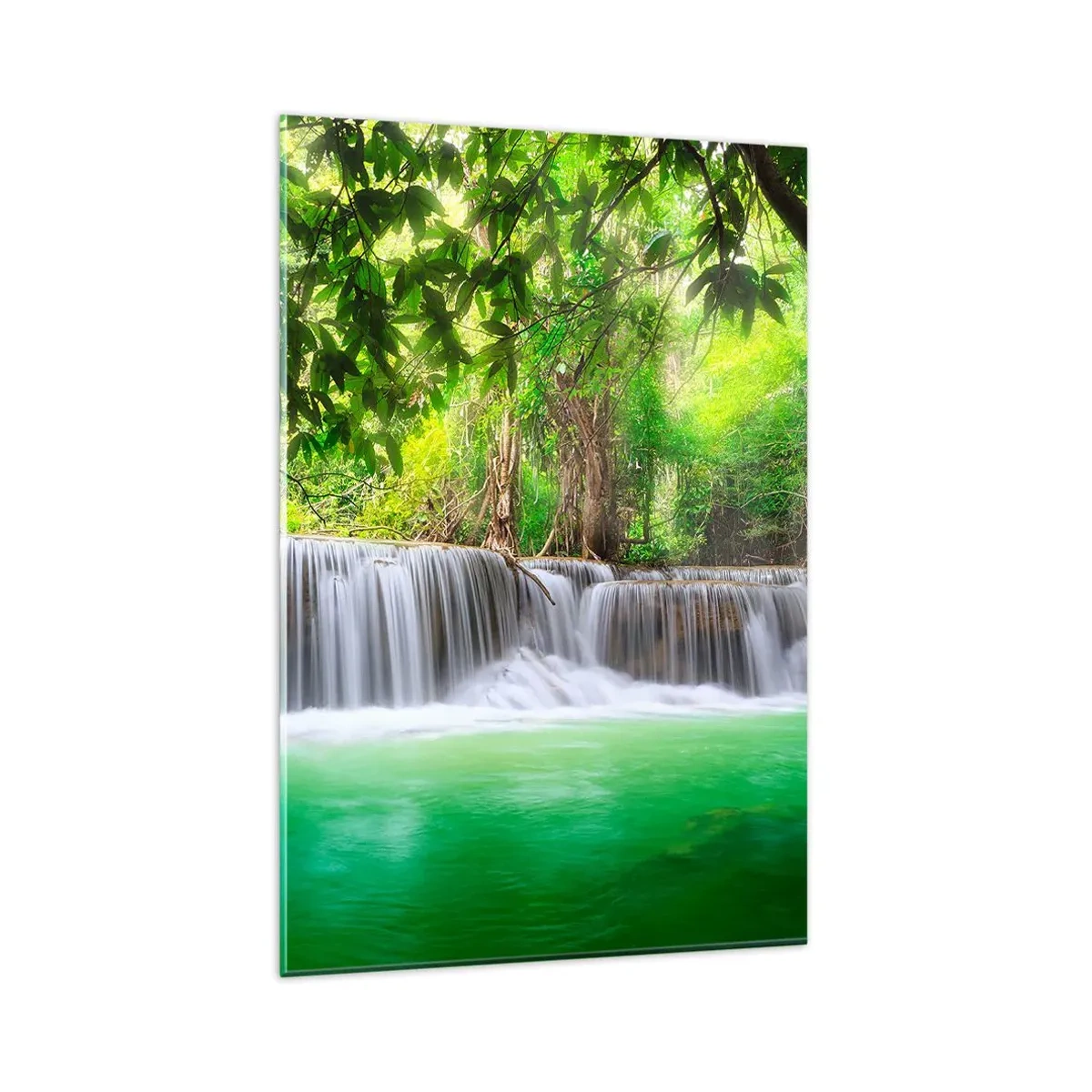 Quadro em vidro - Cascata verde - 80x120 cm