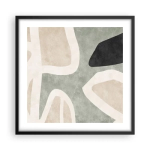 Pôster com moldura preta - Composição com motivo preto - 50x50 cm