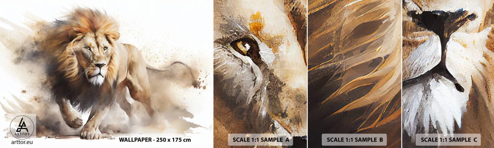 Amostra de Papel de Parede Standard Eco - O rei se foi - Leão, Brilhante, Animal - 100x30 cm