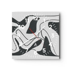 Relógio de parede - Relógio em vidro - Labirinto abstrato divertido - 30x30 cm