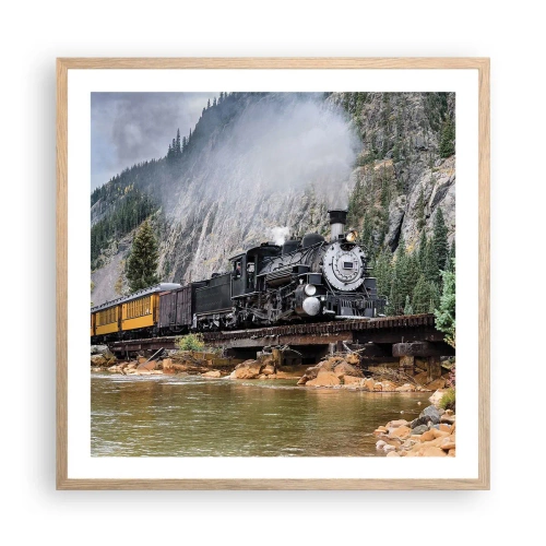 Pôster com moldura de carvalho claro - Para onde? Onde? - 60x60 cm