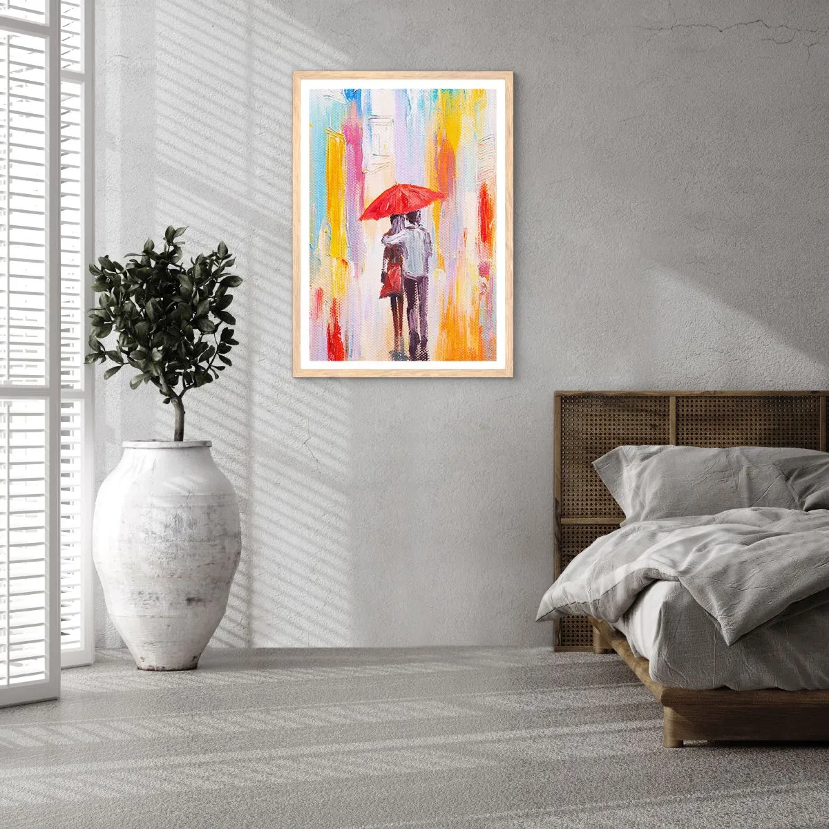 Pôster com moldura de carvalho claro - Que continue a chover - 40x50 cm