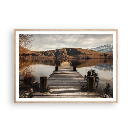 Pôster com moldura de carvalho claro - Paisagem em silêncio - 100x70 cm