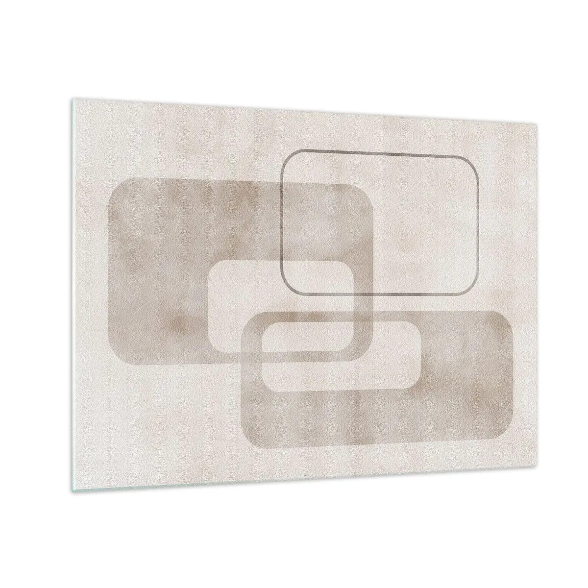 Quadro em vidro - Retângulos bege minimalistas em fundo claro - 70x50cm - Argamassa geométrica - Decoração de parede moderna para a sala de estar e quarto ARTTOR