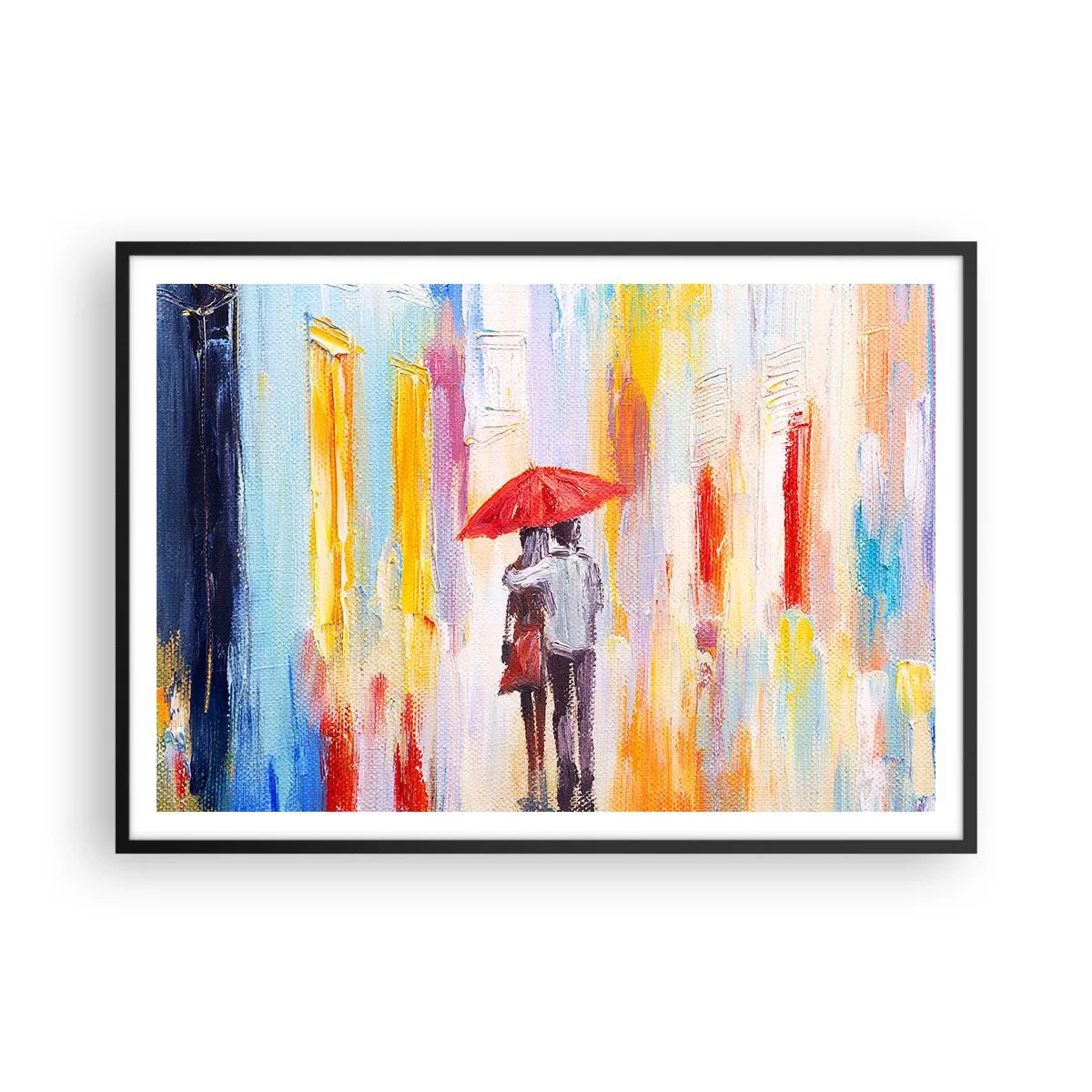 Pôster com moldura preta - Que continue a chover - 100x70 cm