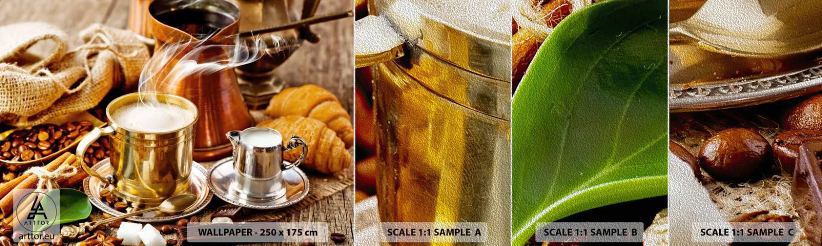 Amostra de papel de parede Premium Sand - Bons dias! - Café, Gastronomia, Cozinha - 100x30 cm