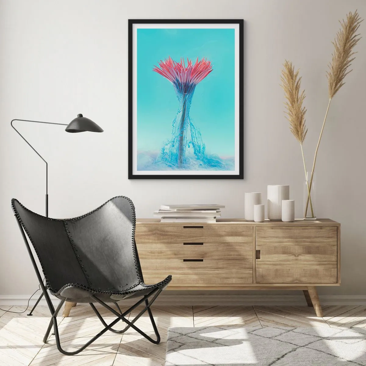Pôster com moldura preta - Num abraço revigorante - 61x91 cm