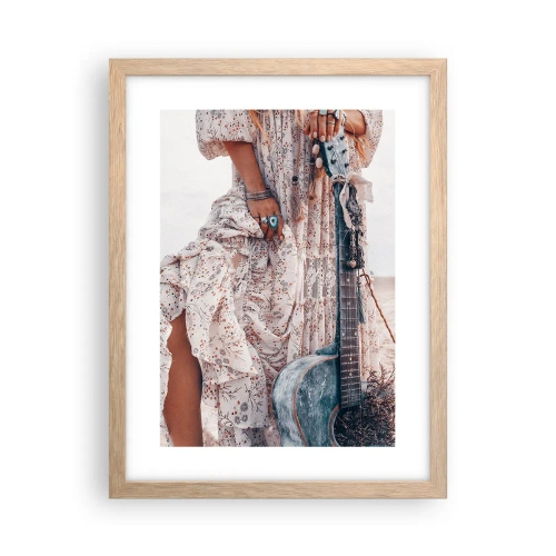 Pôster com moldura de carvalho claro - Flores a caminho - 30x40 cm