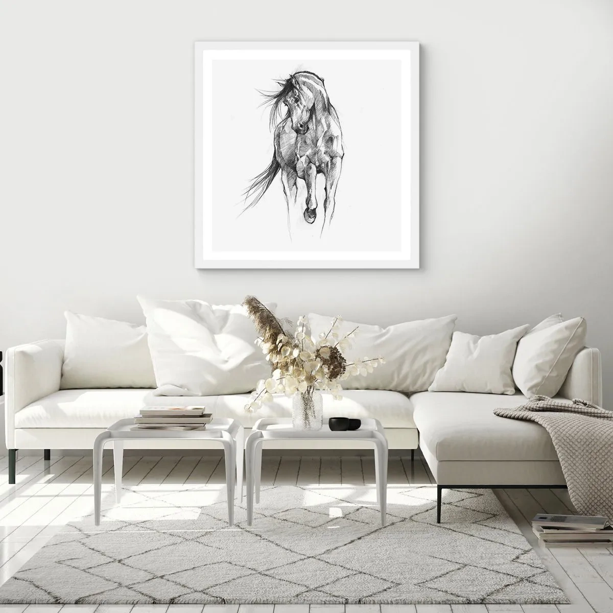 Pôster em moldura branca - Num trote gracioso - 30x30 cm