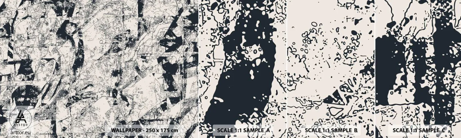 Amostra de papel de parede autocolante Deluxe Sticker - Interpenetração de opostos - Abstração, Pedaço, Colagem - 100x30 cm