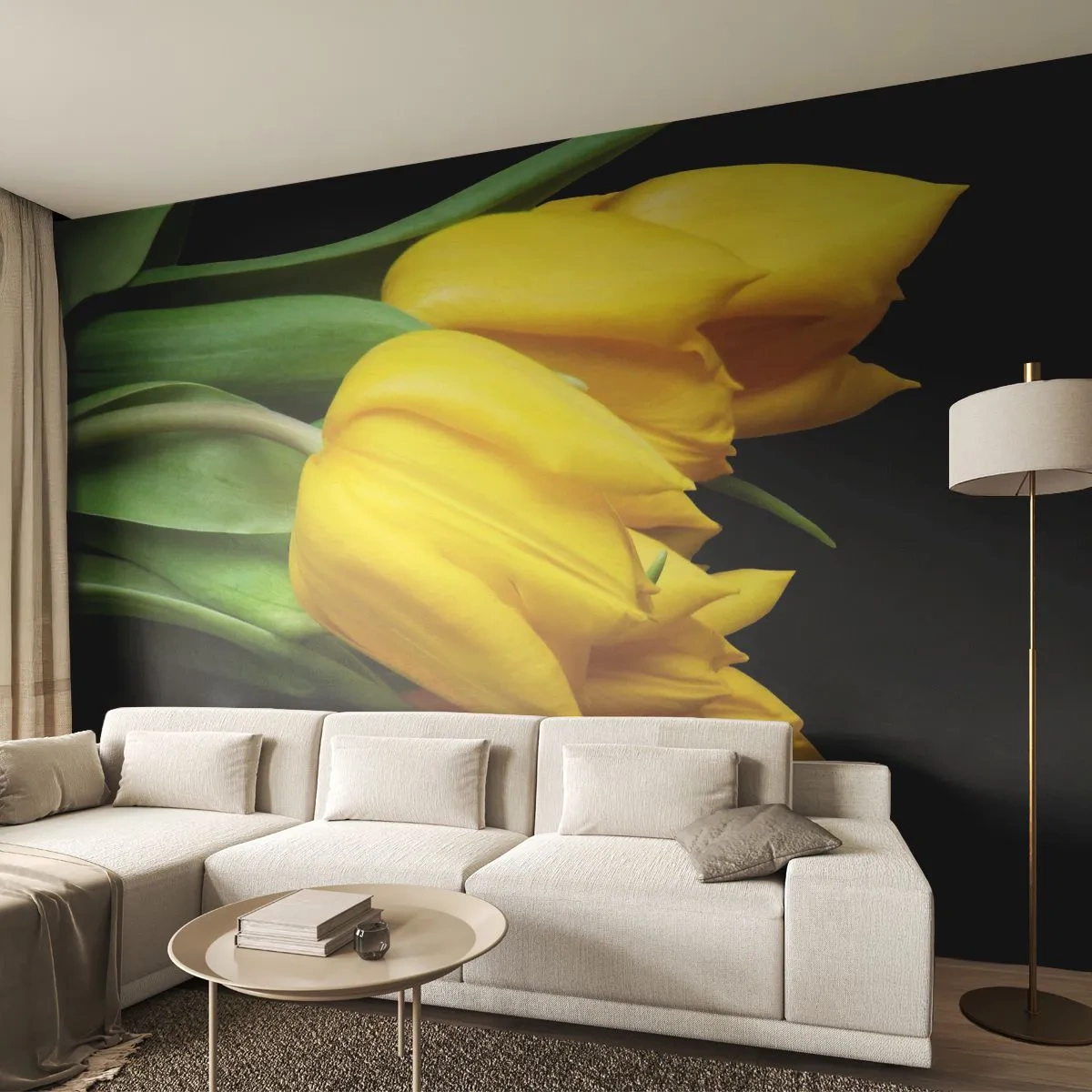 Papel de Parede Premium Sand - Feitas a partir do sol - Flores, Tulipas, Buquê de flores - 100x70 cm