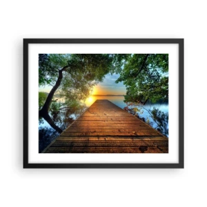 Pôster com moldura preta - Tome o seu tempo, sente-se - 50x40 cm