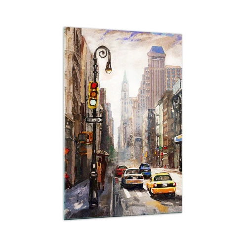 Quadro em vidro - Nova York – colorida também na chuva  - 70x100 cm