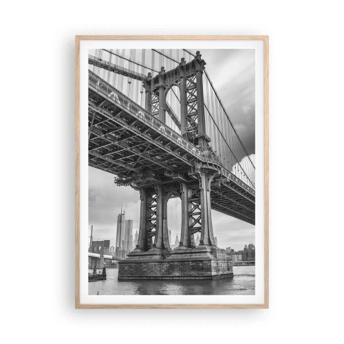 Pôster com moldura de carvalho claro - Ao coração da cidade - 70x100 cm