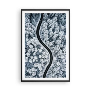 Pôster com moldura preta - Pelaa floresta no inverno - 61x91 cm